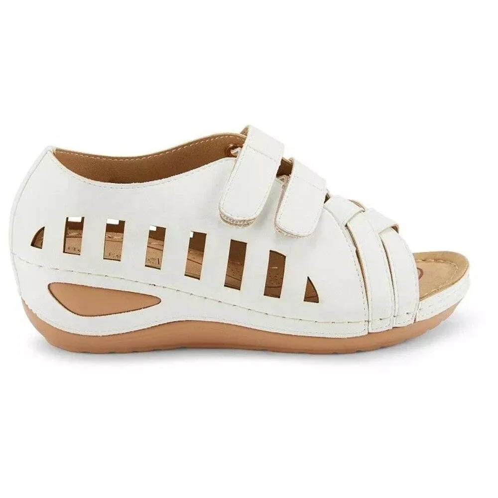 Coastal Resort Henry Ferrera White Platform Fisherman‎ Sandals NIB Women's 7